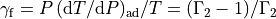 \gamma_\mathrm{f}=P\,(\mathrm{d}T/\mathrm{d}P)_\mathrm{ad}/T=(\Gamma_2-1)/\Gamma_2